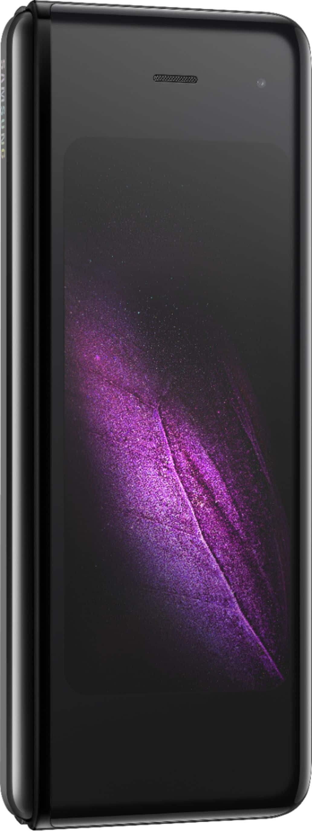 Angle. Samsung - Geek Squad Certified Refurbished Galaxy Fold with 512GB Memory Cell Phone (Unlocked) - Cosmos Black.