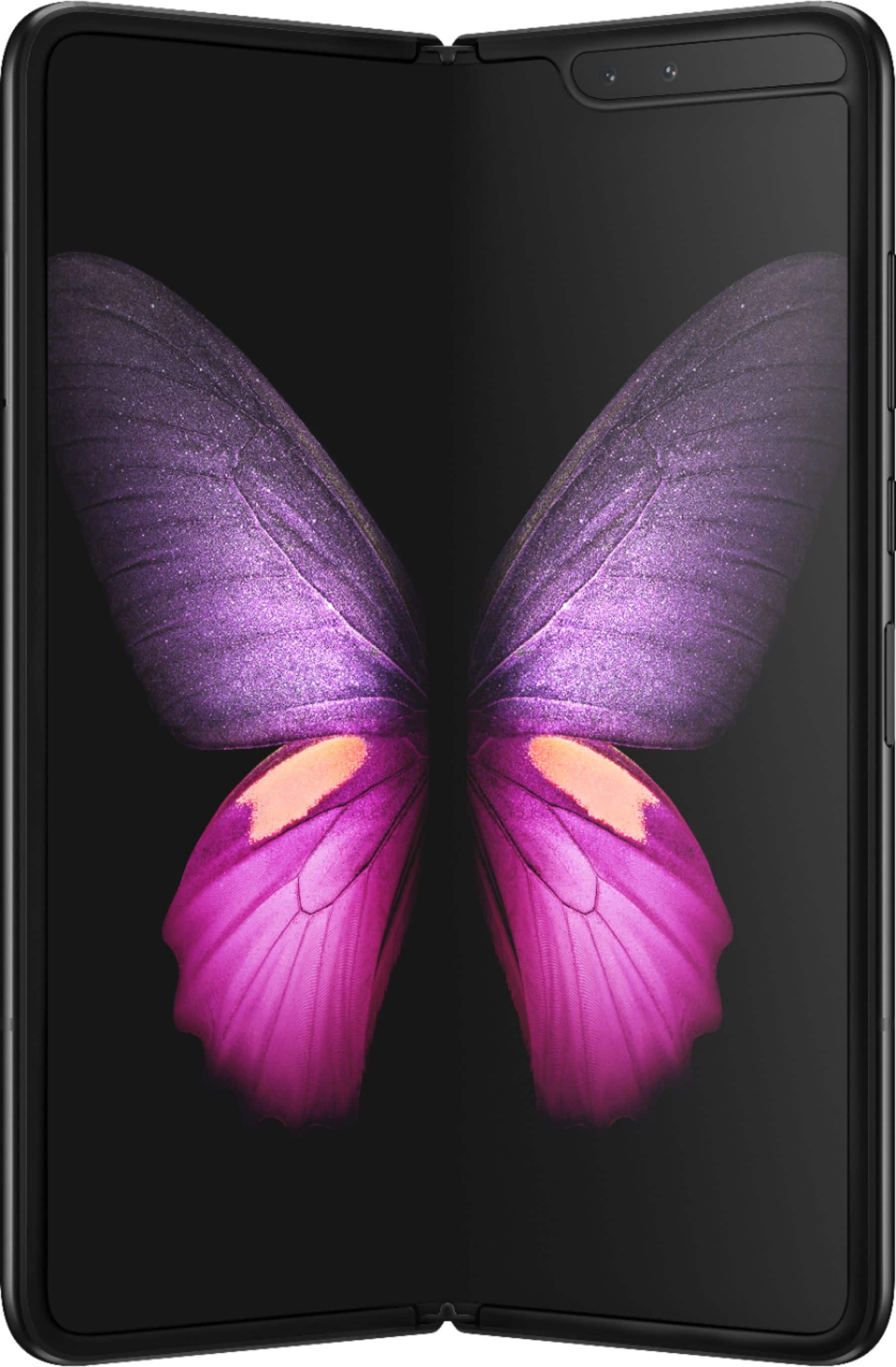 Front. Samsung - Geek Squad Certified Refurbished Galaxy Fold with 512GB Memory Cell Phone (Unlocked) - Cosmos Black.