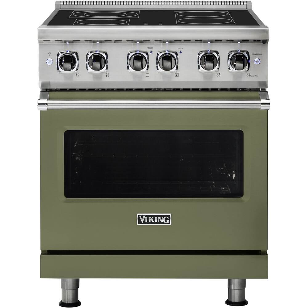 Viking - Professional 5 Series 4.7 Cu. Ft. Freestanding Electric True Convection Range with Self-Cleaning - Cypress Green - Front_Zoom