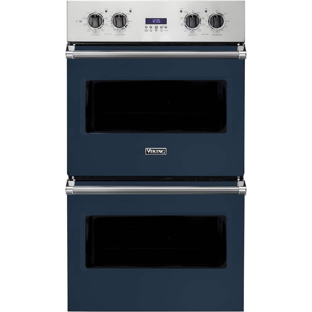 Front. Viking - Professional 5 Series 30" Built-In Double Electric Convection Wall Oven - Blue.