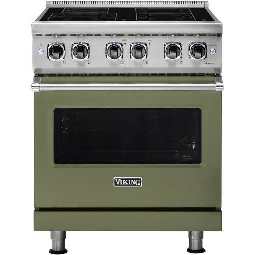 Viking - Professional 5 Series 4.7 Cu. Ft. Freestanding Electric Induction True Convection Range with Self-Cleaning - Cypress Green