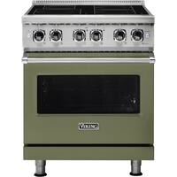 Viking - Professional 5 Series 4.7 Cu. Ft. Freestanding Electric Induction True Convection Range with Self-Cleaning - Cypress Green - Front_Zoom