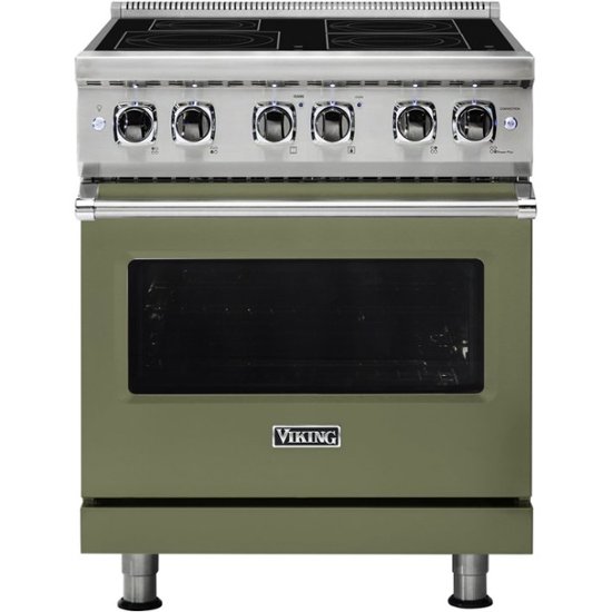 Viking – Professional 5 Series 4.7 Cu. Ft. Freestanding Electric Induction True Convection Range with Self-Cleaning – Cypress Green