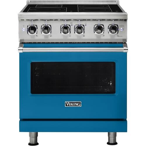 Viking - Professional 5 Series 4.7 Cu. Ft. Freestanding Electric Induction True Convection Range with Self-Cleaning - Alluvial Blue