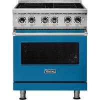Viking - Professional 5 Series 4.7 Cu. Ft. Freestanding Electric Induction True Convection Range with Self-Cleaning - Alluvial Blue - Front_Zoom