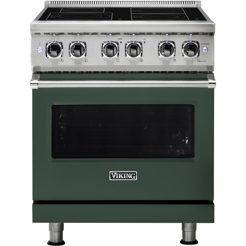 Viking - Professional 5 Series 4.7 Cu. Ft. Freestanding Electric Induction True Convection Range with Self-Cleaning - Blackforest Green