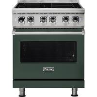 Viking - Professional 5 Series 4.7 Cu. Ft. Freestanding Electric Induction True Convection Range with Self-Cleaning - Blackforest Green - Front_Zoom