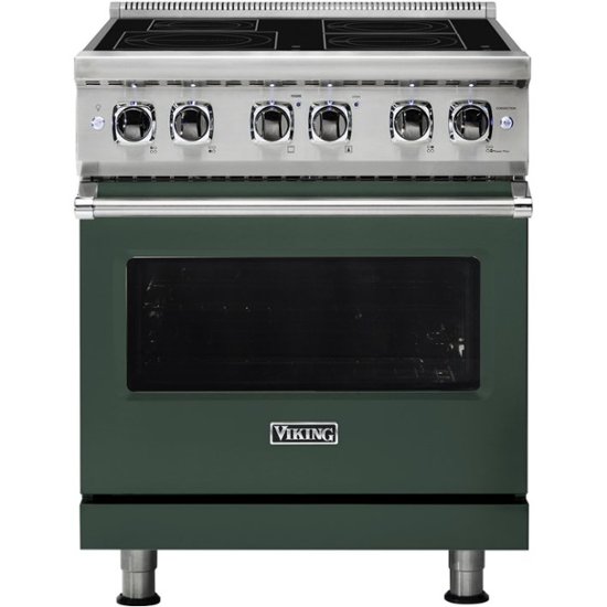 Viking – Professional 5 Series 4.7 Cu. Ft. Freestanding Electric Induction True Convection Range with Self-Cleaning – Blackforest Green