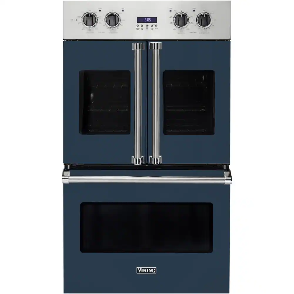Front. Viking - Professional 7 Series 30" Built-In Double Electric Convection Wall Oven - Blue.