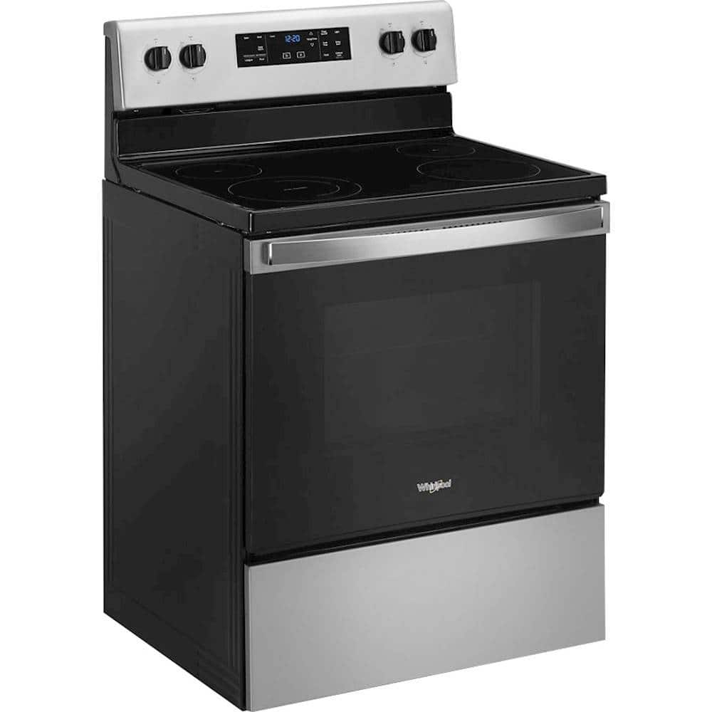 Angle View: Whirlpool - 5.3 Cu. Ft. Freestanding Electric Range with Self-Cleaning and Frozen Bake - Stainless steel