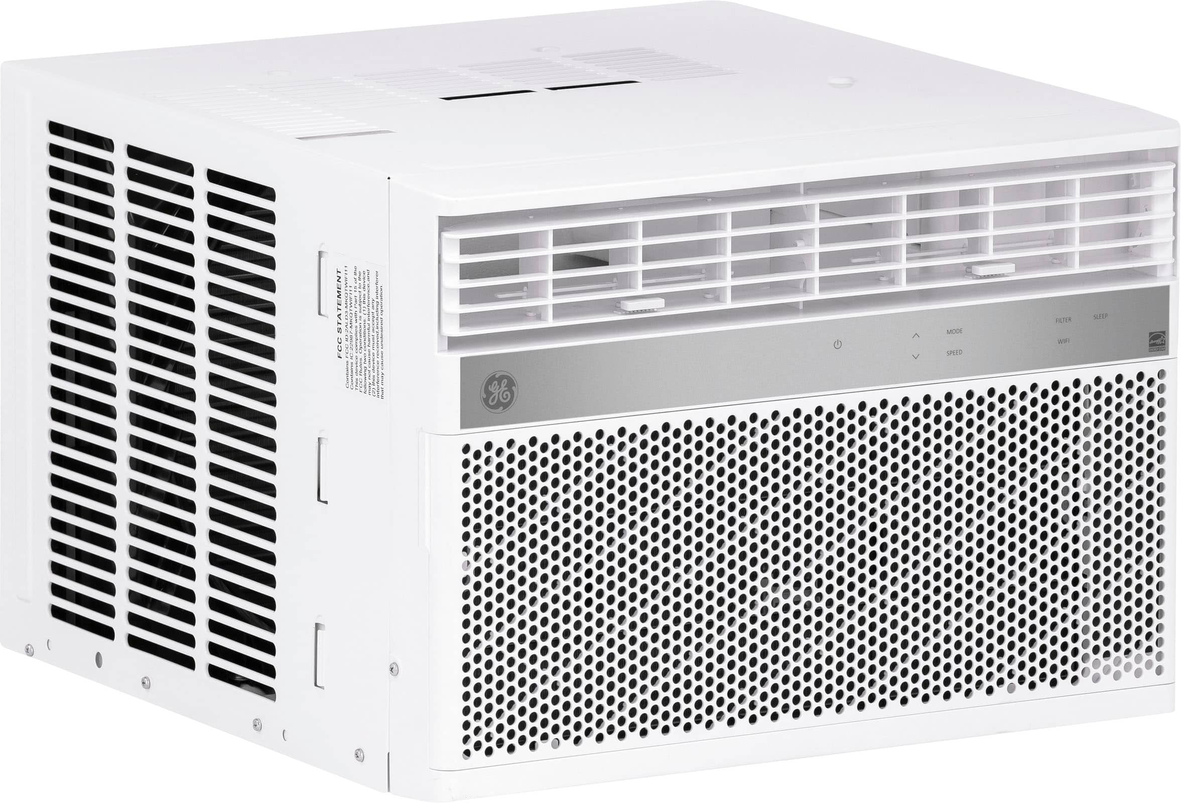 Front. GE - 700 Sq. Ft. 14,000 BTU Smart Window Air Conditioner with WiFi and Remote - White.