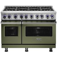 Viking - Professional 7 Series Freestanding Double Oven Dual Fuel Convection Range with Self-Cleaning - Cypress Green - Front_Zoom