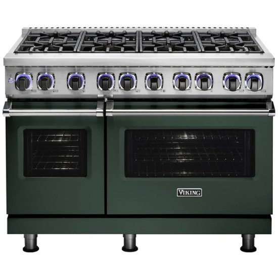 Viking – Professional 7 Series Freestanding Double Oven Dual Fuel Convection Range with Self-Cleaning – Blackforest Green