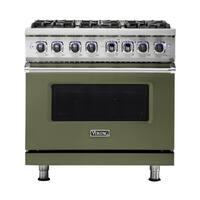 Viking - Professional 7 Series 5.6 Cu. Ft. Freestanding Dual Fuel True Convection Range with Self-Cleaning - Cypress Green - Front_Zoom