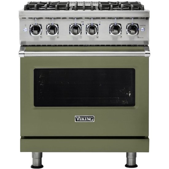 Viking – Professional 5 Series 4.7 Cu. Ft. Freestanding Dual Fuel True Convection Range with Self-Cleaning – Cypress Green