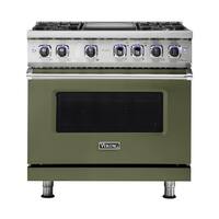 Viking - Professional 7 Series 5.6 Cu. Ft. Freestanding Dual Fuel True Convection Range with Self-Cleaning - Cypress Green - Front_Zoom