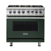 Viking - Professional 7 Series 5.6 Cu. Ft. Freestanding Dual Fuel True Convection Range with Self-Cleaning - Blackforest green - Front_Zoom