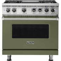 Viking - Professional 5 Series 5.6 Cu. Ft. Freestanding Dual Fuel True Convection Range with Self-Cleaning - Cypress Green - Front_Zoom