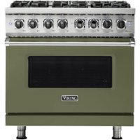 Viking - 5-Series 5.6 Cu. Ft. Self-Cleaning Freestanding Dual Fuel Convection Range - Cypress Green - Front_Zoom