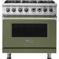 Viking - Professional 5 Series 5.6 Cu. Ft. Freestanding Dual Fuel True Convection Range with Self-Cleaning - Cypress Green - Front_Zoom