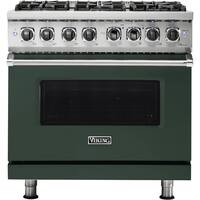 Viking - Professional 5 Series 5.6 Cu. Ft. Freestanding Dual Fuel True Convection Range with Self-Cleaning - Blackforest green - Front_Zoom