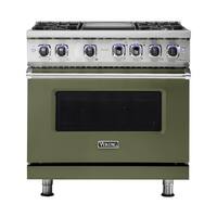 Viking - Professional 7 Series 5.6 Cu. Ft. Freestanding Dual Fuel True Convection Range with Self-Cleaning - Cypress Green - Front_Zoom