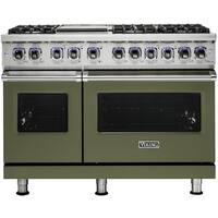 Viking - Professional 7 Series Freestanding Double Oven Dual Fuel Convection Range with Self-Cleaning - Cypress Green - Front_Zoom