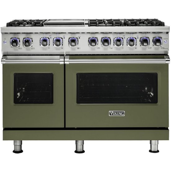 Viking – Professional 7 Series Freestanding Double Oven Dual Fuel Convection Range with Self-Cleaning – Cypress Green