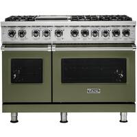 Viking - Professional 5 Series Freestanding Double Oven Dual Fuel True Convection Range with Self-Cleaning - Cypress Green - Front_Zoom