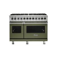 Viking - Professional 5 Series Freestanding Double Oven Dual Fuel Convection Range with Self-Cleaning - Cypress Green - Front_Standard