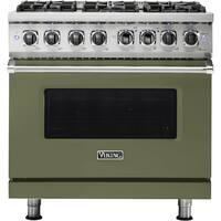 Viking - Professional 5 Series 5.6 Cu. Ft. Freestanding Dual Fuel True Convection Range with Self-Cleaning - Cypress Green - Front_Zoom