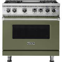 Viking - Professional 5 Series 5.6 Cu. Ft. Freestanding Dual Fuel True Convection Range with Self-Cleaning - Cypress Green - Front_Zoom