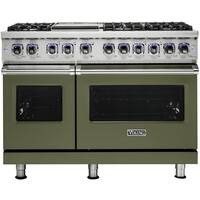Viking - Professional 7 Series Freestanding Double Oven Dual Fuel Convection Range with Self-Cleaning - Cypress Green - Front_Zoom