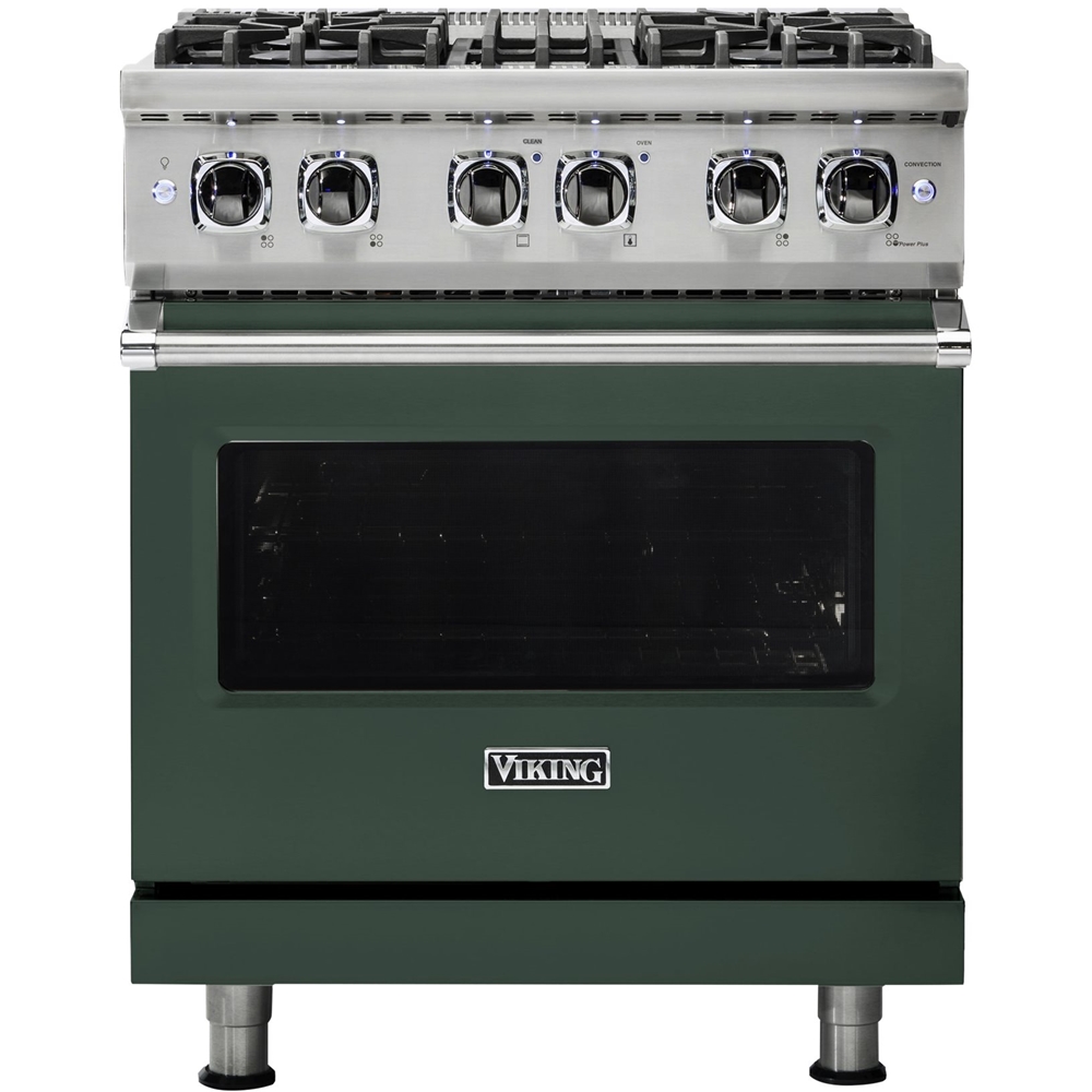 Viking – Professional 5 Series 4.7 Cu. Ft. Freestanding Dual Fuel True Convection Range with Self-Cleaning – Blackforest Green