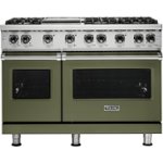 Front. Viking - Professional 5 Series 6.1 Cu. Ft. Freestanding Double Oven LP Gas Convection Range - Blackforest Green.