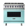 Front Zoom. Viking - Freestanding 7 Series Dual Fuel Self-Clean 36"W Range - Bywater Blue.