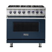Viking - Professional 7 Series 5.6 Cu. Ft. Freestanding Dual Fuel True Convection Range with Self-Cleaning - Slate Blue - Front_Zoom