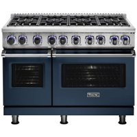 Viking - Professional 7 Series Freestanding Double Oven Dual Fuel Convection Range with Self-Cleaning - Slate Blue - Front_Zoom
