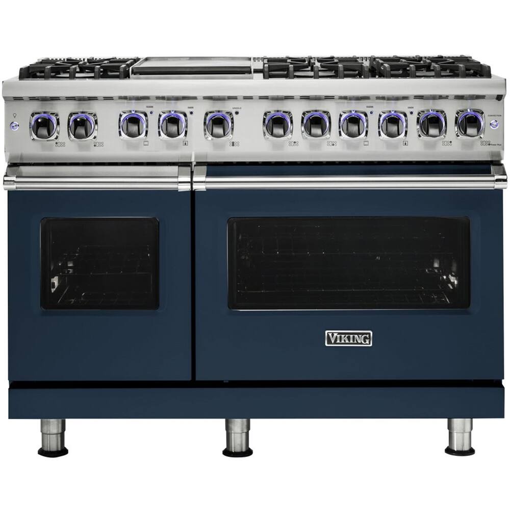 Viking - 48"W 7-Series Dual Fuel Self-Clean Range-6 Burners + Griddle - LP - Slate Blue