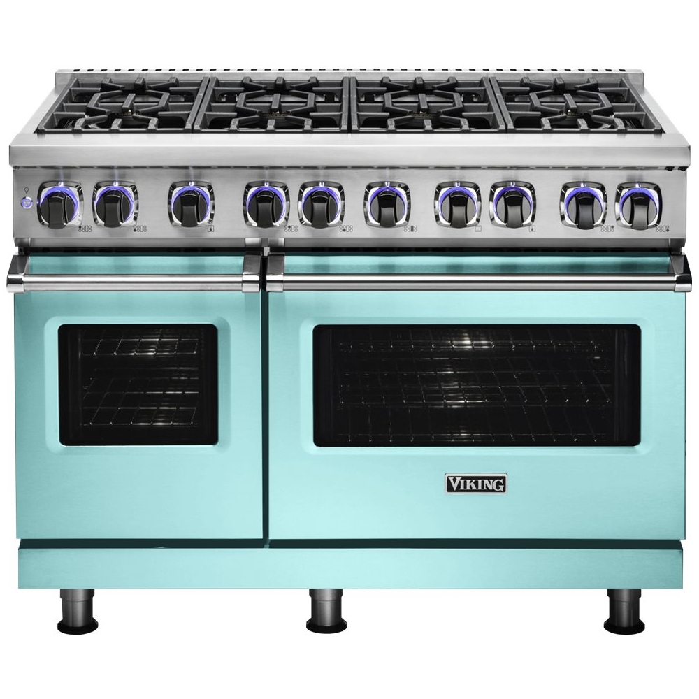 Viking – Professional 7 Series Freestanding Double Oven Dual Fuel Convection Range with Self-Cleaning – Bywater Blue