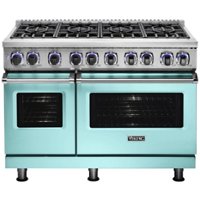 Viking - 48"W 7-Series Dual Fuel Self-Clean Range-8 Burners - Bywater Blue - Front_Zoom