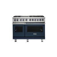 Viking - Professional 7 Series Freestanding Double Oven Dual Fuel Convection Range with Self-Cleaning - Slate Blue - Front_Standard