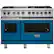 Front. Viking - 48"W 7-Series Dual Fuel Self-Clean Range-6 Burners + Griddle - LP - Alluvial Blue.
