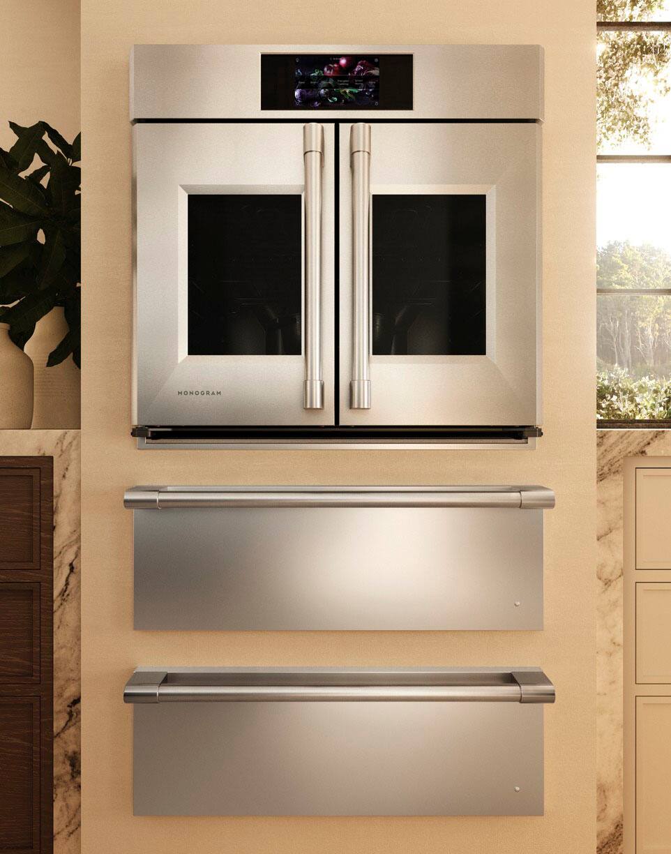 Alt View 32. Monogram - 30" Built-In Single Electric Convection Wall Oven - Stainless Steel.