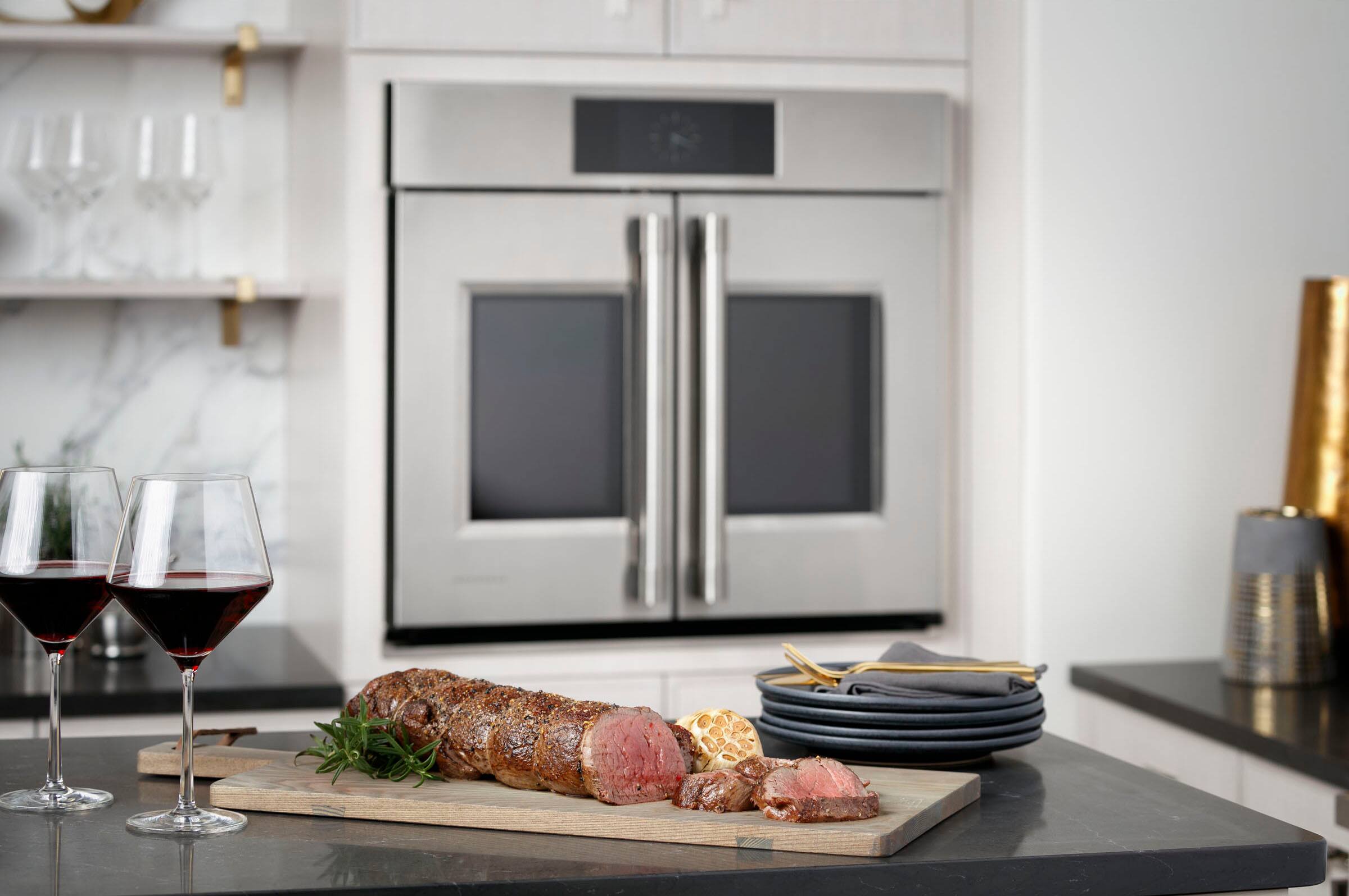 Alt View 36. Monogram - 30" Built-In Single Electric Convection Wall Oven - Stainless Steel.
