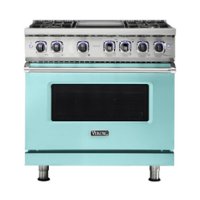 Viking - Freestanding 7 Series Dual Fuel Self-Clean 36"W Range - Bywater Blue - Front_Zoom