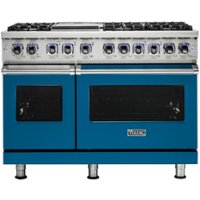 Viking - Professional 7 Series Freestanding Double Oven Dual Fuel Convection Range with Self-Cleaning - Alluvial blue - Front_Zoom