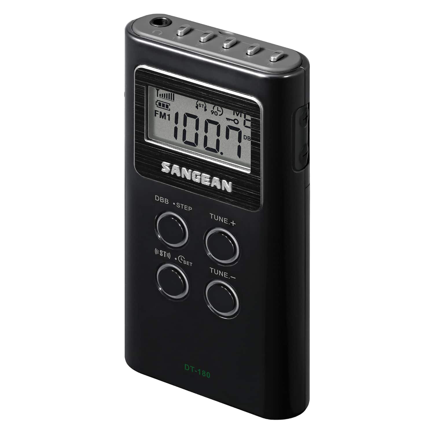 Sangean - Portable Pocket AM/FM Digital Clock Radio - Black
