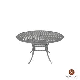 Mondawe - 53" Powder Coated Cast Aluminum Outdoor Dining Table with Umbrella Hole - Gray
