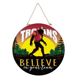 Evergreen Enterprises - USC Trojans 18" Bigfoot "Believe in Yourself" Team Logo Wood Round Door Sign - Multicolor